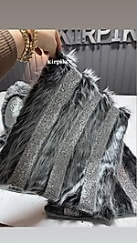 Peluş gümüş şeritli kırlent