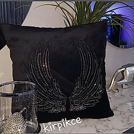 Melek kanatlı taşlı kırlent